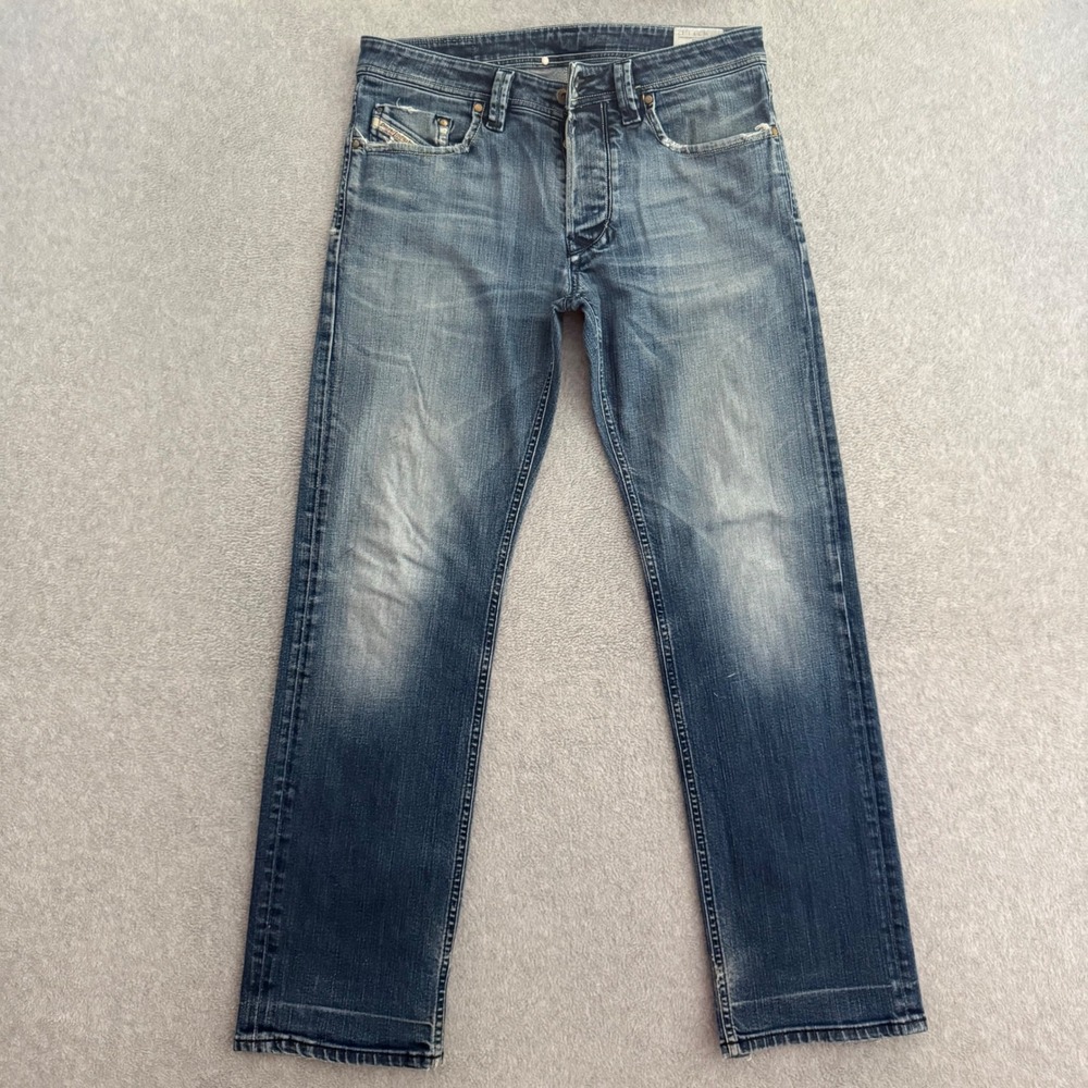 Diesel Larkee Mens 30x32 Regular Straight Jeans Blue Medium Wash 0088Z Stretch - Picture 2 of 12